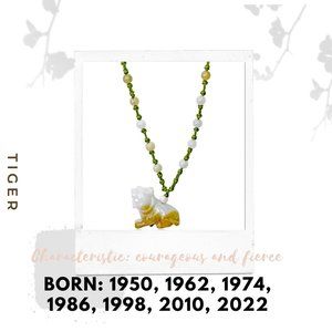Tiger Chinese Zodiac Handmade Jade Necklace Pendant